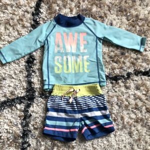 Carters Swim shorts and rash guard